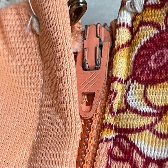 Vintage 70s Peach Floral Lace Trim Maxi Dress Goddess Cottage Core Gown XS S 2 4 - Picture 15 of 16